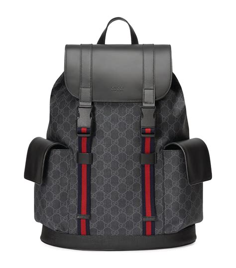 gucci backpack black with green and red straps